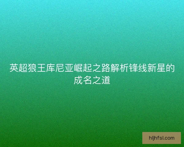 英超狼王库尼亚崛起之路解析锋线新星的成名之道